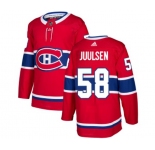 Adidas Montreal Canadiens #58 Noah Juulsen Authentic Red Home NHL Jersey