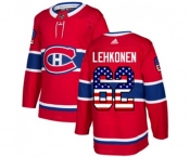 Adidas Montreal Canadiens #62 Artturi Lehkonen Authentic Red USA Flag Fashion NHL Jersey
