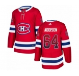 Adidas Montreal Canadiens #64 Jeremiah Addison Authentic Red Drift Fashion NHL Jersey