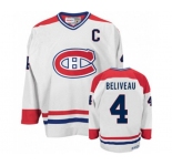 CCM Montreal Canadiens #4 Jean Beliveau Authentic White CH Throwback NHL Jersey