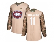Men Adidas Montreal Canadiens #11 Brendan Gallagher Camo Authentic 2017 Veterans Day Stitched NHL Jersey