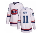 Men Adidas Montreal Canadiens #11 Saku Koivu White Authentic 2017 100 Classic Stitched NHL Jersey