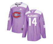 Men Adidas Montreal Canadiens #14 Tomas Plekanec Purple Authentic Fights Cancer Stitched NHL Jersey