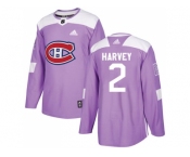 Men Adidas Montreal Canadiens #2 Doug Harvey Purple Authentic Fights Cancer Stitched NHL Jersey