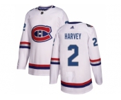 Men Adidas Montreal Canadiens #2 Doug Harvey White Authentic 2017 100 Classic Stitched NHL Jersey
