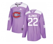 Men Adidas Montreal Canadiens #22 Karl Alzner Purple Authentic Fights Cancer Stitched NHL Jersey