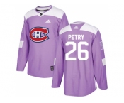 Men Adidas Montreal Canadiens #26 Jeff Petry Purple Authentic Fights Cancer Stitched NHL Jersey
