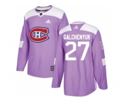 Men Adidas Montreal Canadiens #27 Alex Galchenyuk Purple Authentic Fights Cancer Stitched NHL Jersey