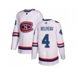 Men Adidas Montreal Canadiens #4 Jean Beliveau White Authentic 2017 100 Classic Stitched NHL Jersey