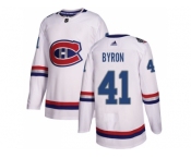 Men Adidas Montreal Canadiens #41 Paul Byron White Authentic 2017 100 Classic Stitched NHL Jersey
