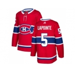 Men Adidas Montreal Canadiens #5 Guy Lapointe Red Home Authentic Stitched NHL Jersey