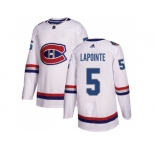Men Adidas Montreal Canadiens #5 Guy Lapointe White Authentic 2017 100 Classic Stitched NHL Jersey