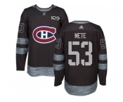 Men Adidas Montreal Canadiens #53 Victor Mete Black 1917-2017 100th Anniversary Stitched NHL Jersey
