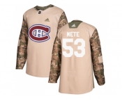 Men Adidas Montreal Canadiens #53 Victor Mete Camo Authentic 2017 Veterans Day Stitched NHL Jersey