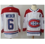 Men Adidas Montreal Canadiens #6 Shea Weber White Road Authentic Stitched NHL Jersey