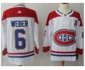 Men Adidas Montreal Canadiens #6 Shea Weber White Road Authentic Stitched NHL Jersey