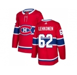 Men Adidas Montreal Canadiens #62 Artturi Lehkonen Red Home Authentic Stitched NHL Jersey