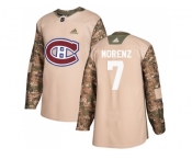 Men Adidas Montreal Canadiens #7 Howie Morenz Camo Authentic 2017 Veterans Day Stitched NHL Jersey