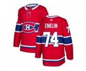 Men Adidas Montreal Canadiens #74 Alexei Emelin Red Home Authentic Stitched NHL Jersey