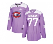 Men Adidas Montreal Canadiens #77 Pierre Turgeon Purple Authentic Fights Cancer Stitched NHL Jersey
