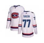 Men Adidas Montreal Canadiens #77 Pierre Turgeon White Authentic 2017 100 Classic Stitched NHL Jersey