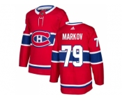 Men Adidas Montreal Canadiens #79 Andrei Markov Red Home Authentic Stitched NHL Jersey