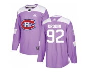 Men Adidas Montreal Canadiens #92 Jonathan Drouin Purple Authentic Fights Cancer Stitched NHL Jersey