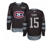 Men's Adidas Montreal Canadiens #15 Chris Terry Authentic Black 1917-2017 100th Anniversary NHL Jersey