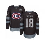 Men's Adidas Montreal Canadiens #18 Serge Savard Authentic Black 1917-2017 100th Anniversary NHL Jersey