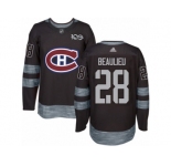 Men's Adidas Montreal Canadiens #28 Nathan Beaulieu Authentic Black 1917-2017 100th Anniversary NHL Jersey