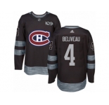 Men's Adidas Montreal Canadiens #4 Jean Beliveau Authentic Black 1917-2017 100th Anniversary NHL Jersey