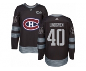 Men's Adidas Montreal Canadiens #40 Charlie Lindgren Authentic Black 1917-2017 100th Anniversary NHL Jersey