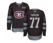 Men's Adidas Montreal Canadiens #77 Pierre Turgeon Authentic Black 1917-2017 100th Anniversary NHL Jersey