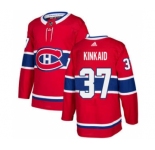 Men's Canadiens #37 Keith Kinkaid Red Home Authentic Stitched Hockey Jersey