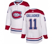 Men's Montreal Canadiens #11 Brendan Gallagher White Road Stitched Hockey Jersey