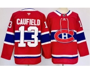 Men's Montreal Canadiens #13 Cole Caufield Red 2024-25 Stitched Jersey