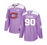 Men's Montreal Canadiens #90 Tomas Tatar Purple Fights Cancer Stitched Hockey Jersey