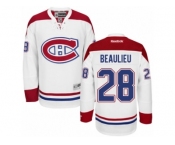 Men's Reebok Montreal Canadiens #28 Nathan Beaulieu Authentic White Away NHL Jersey