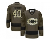 Men's Reebok Montreal Canadiens #40 Charlie Lindgren Authentic Green Salute to Service NHL Jersey