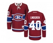 Men's Reebok Montreal Canadiens #40 Charlie Lindgren Authentic Red Home NHL Jersey