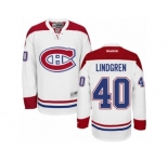 Men's Reebok Montreal Canadiens #40 Charlie Lindgren Authentic White Away NHL Jersey