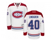 Men's Reebok Montreal Canadiens #40 Charlie Lindgren Authentic White Away NHL Jersey