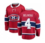 Montreal Canadiens #4 Jean Beliveau Authentic Red Home Fanatics Branded Breakaway NHL Jersey