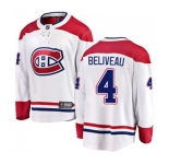 Montreal Canadiens #4 Jean Beliveau Authentic White Away Fanatics Branded Breakaway NHL Jersey