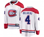 Montreal Canadiens #4 Jean Beliveau Authentic White Away Fanatics Branded Breakaway NHL Jersey