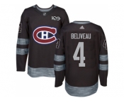 Montreal Canadiens #4 Jean Beliveau Black 1917-2017 100th Anniversary Stitched NHL Jersey