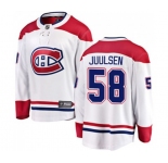 Montreal Canadiens #58 Noah Juulsen Authentic White Away Fanatics Branded Breakaway NHL Jersey