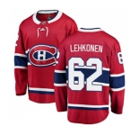 Montreal Canadiens #62 Artturi Lehkonen Authentic Red Home Fanatics Branded Breakaway NHL Jersey