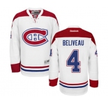 Reebok Montreal Canadiens #4 Jean Beliveau Authentic White Away NHL Jersey