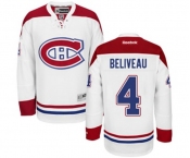 Reebok Montreal Canadiens #4 Jean Beliveau Authentic White Away NHL Jersey